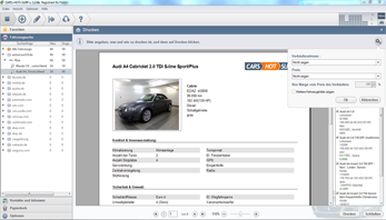 Cars HotSurf - Ausdrucken aufgefundener Fahrzeugverkaufsinserate