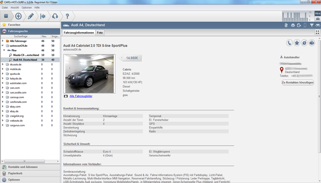 Detaillierte Information zu dem aufgefundenen Fahrzeugverkaufs-Inserat