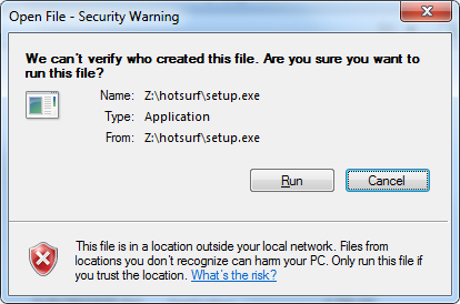 Предупреждение системы безопасности Windows